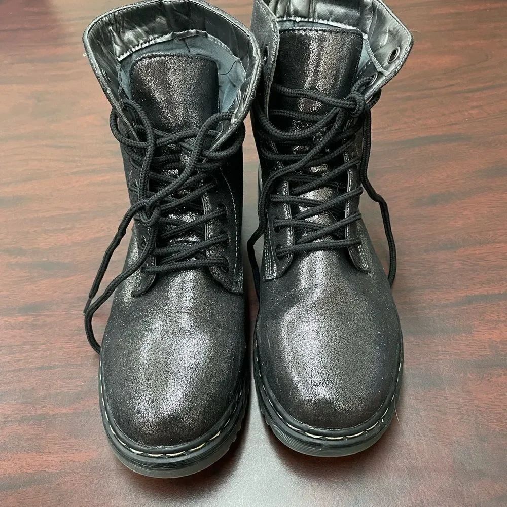Charles Albert Sparkling Lace Up Combat Boots Size 6